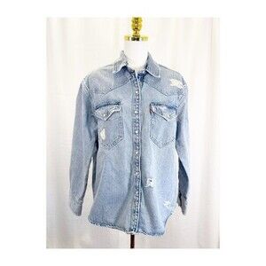 Levi’s Women’s Dylan Relaxed Western Shirt Snap Buttons Western Yokes Sz M